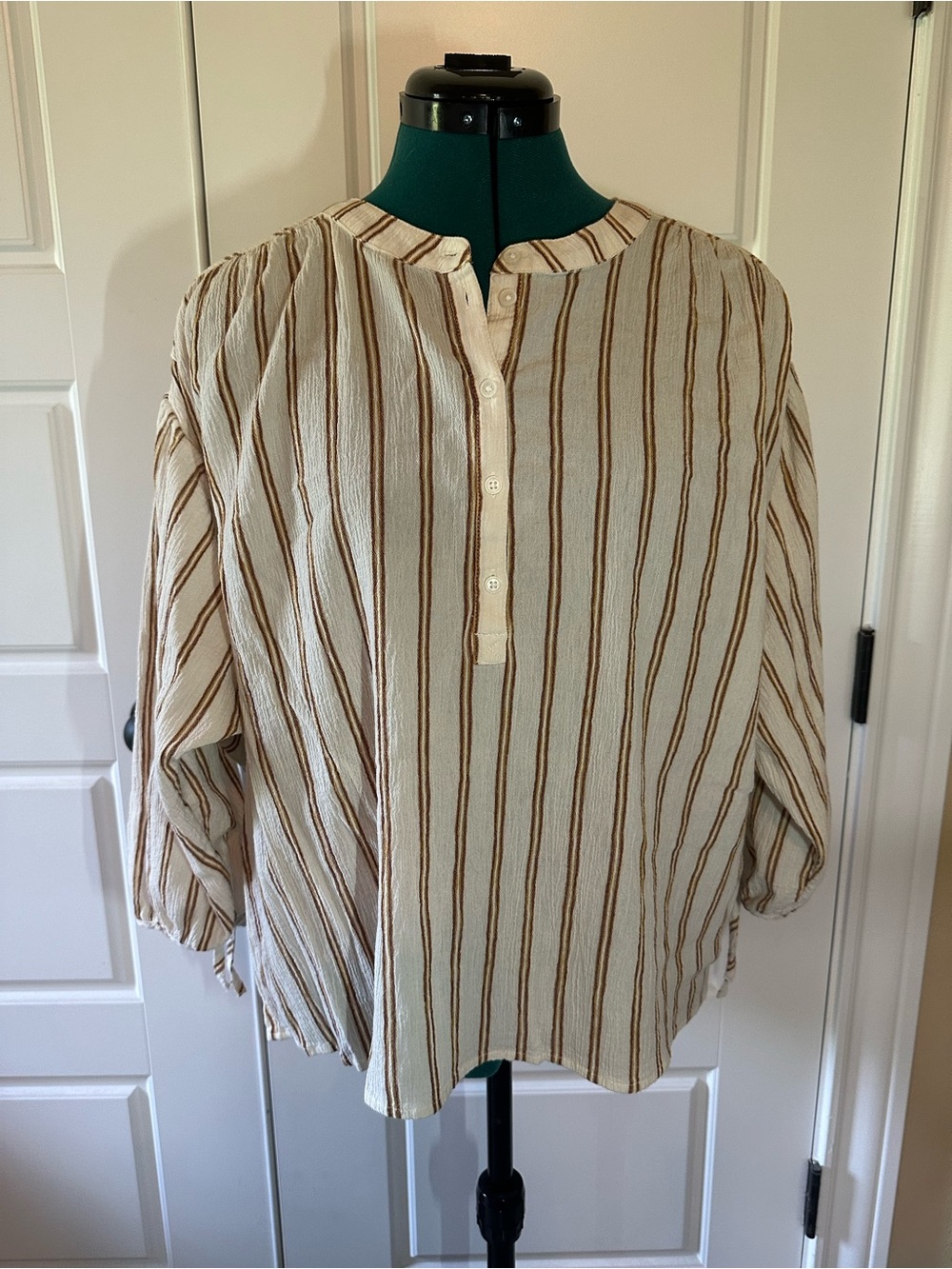 Treasure & Bond (Nordstrom) 
Cream Blouse with Brown Stripes. Size S/M.